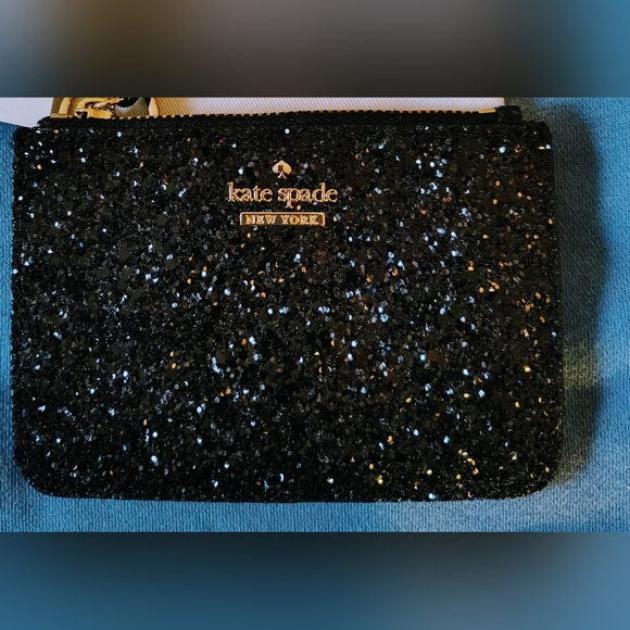kate spade Handbags - NWT Kate Spade Sparkling Black Wristlet 3.5" X 5".